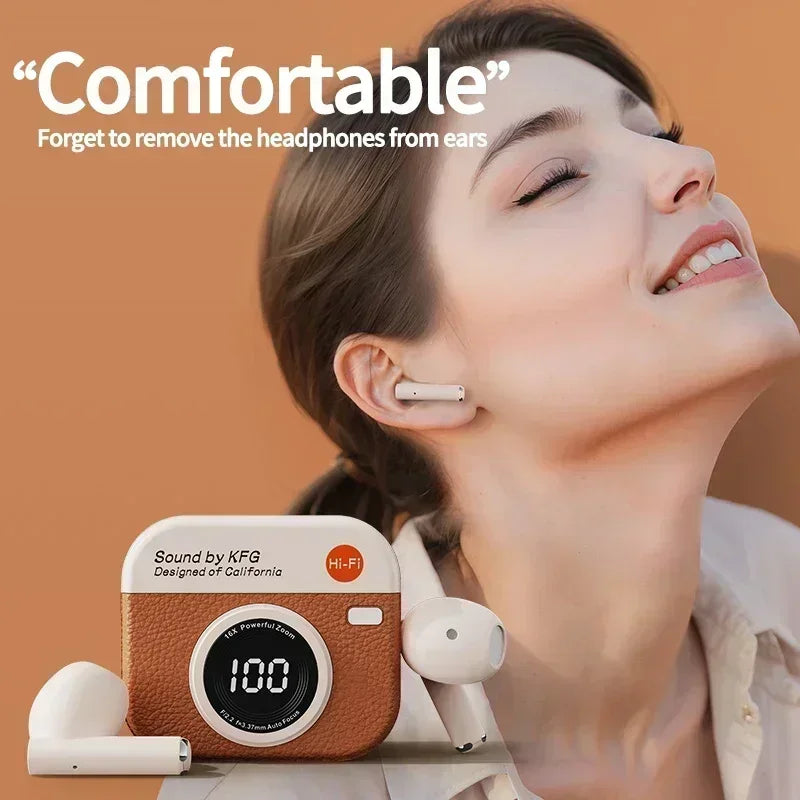 Q86 TWS Wireless Earphone Bluetooth Headphones Sport Stereo Fone Bluetooth Earbuds For All Smartphones Retro Camera Style