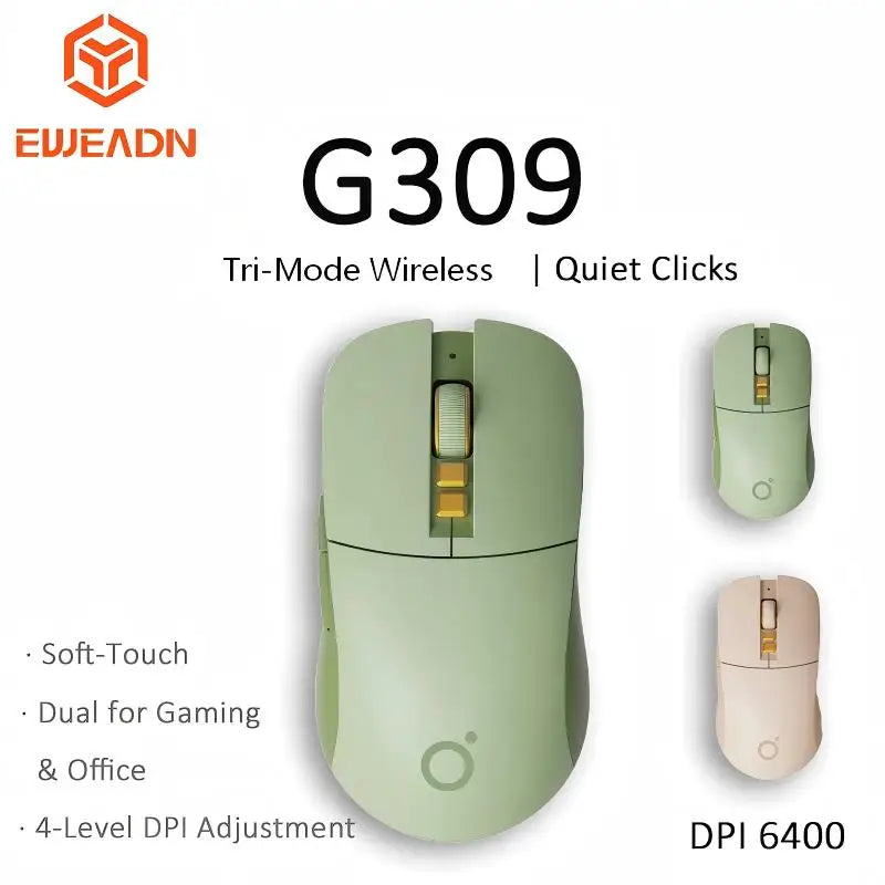 EWEADN G309 Wireless Gaming Mouse 2.4G&Bluetooth Ergonomic Silent Mouse 4000 DPI Lightweight Business Office Mute Gaming Mouse