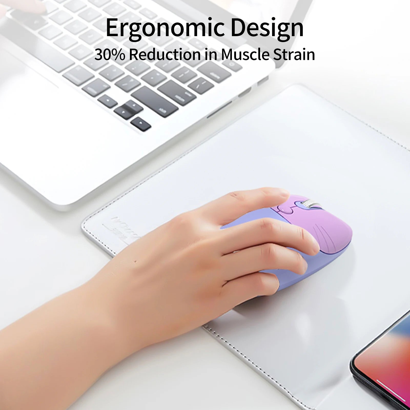 MOFii 1 Piece Dual-Mode Wireless Mouse, Gradient Cat Shape Cute Mouse, Bluetooth & 2.4G Silent Office Mouse,Battery Not Include