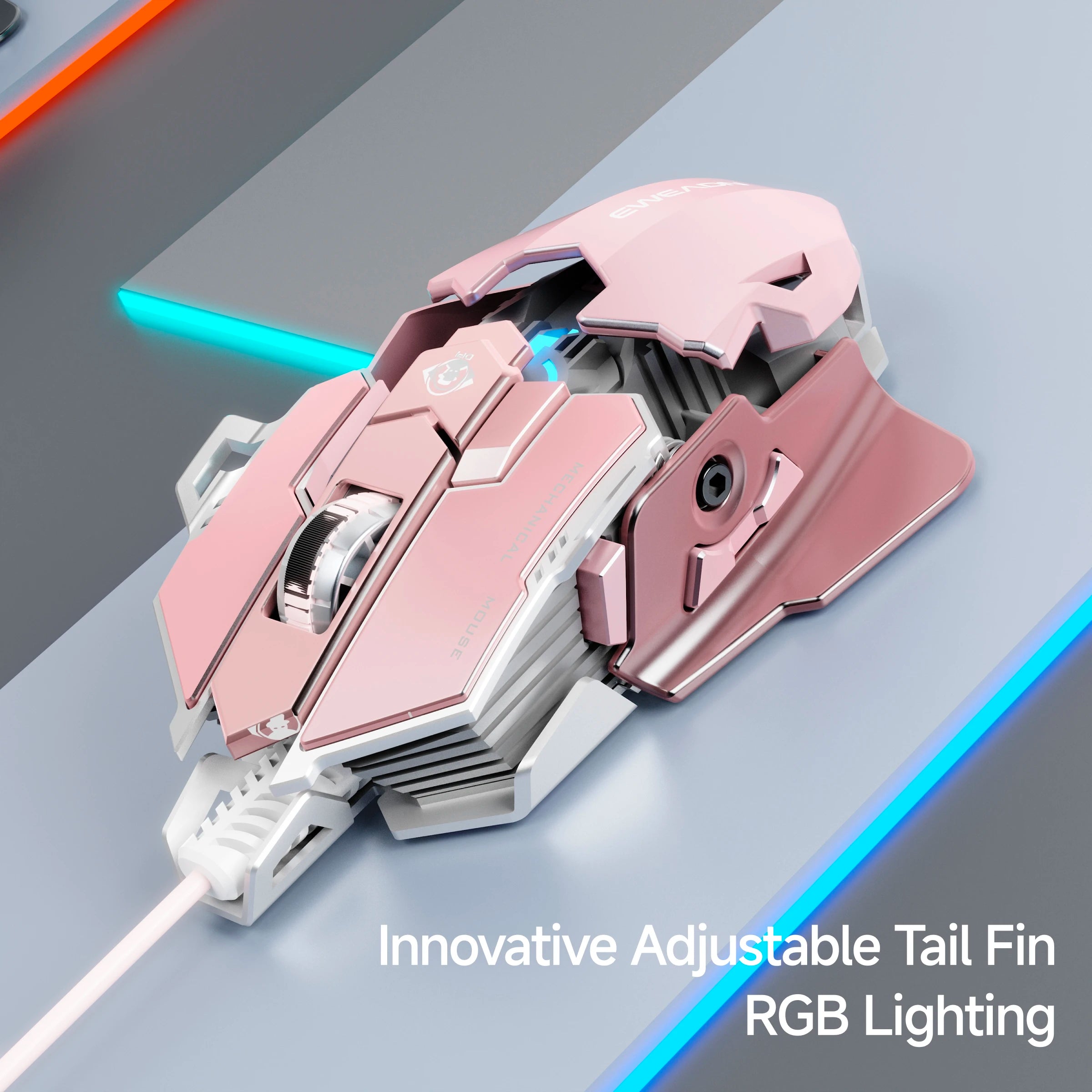 EWEADN Wired Gaming Mouse Silent/Audible, LED Backlight, Tail Length Adjustable,for Gaming & Office, Plug and Play, Laptop/PC