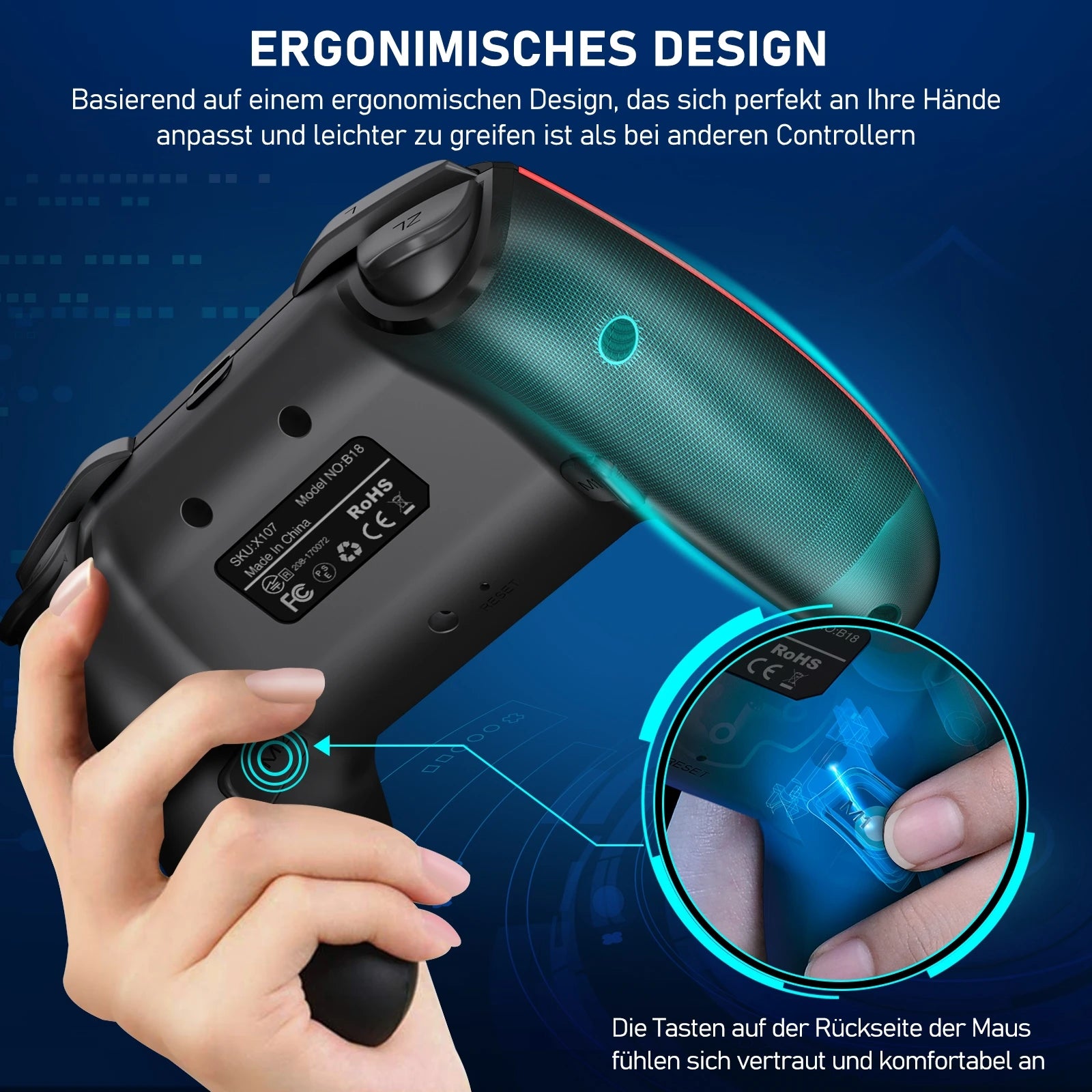 BEBONCOOL Wireless Controller For Nintend Switch OLED Console Pro Gamepad with 600mAh Battery Programmable Switch Controllers