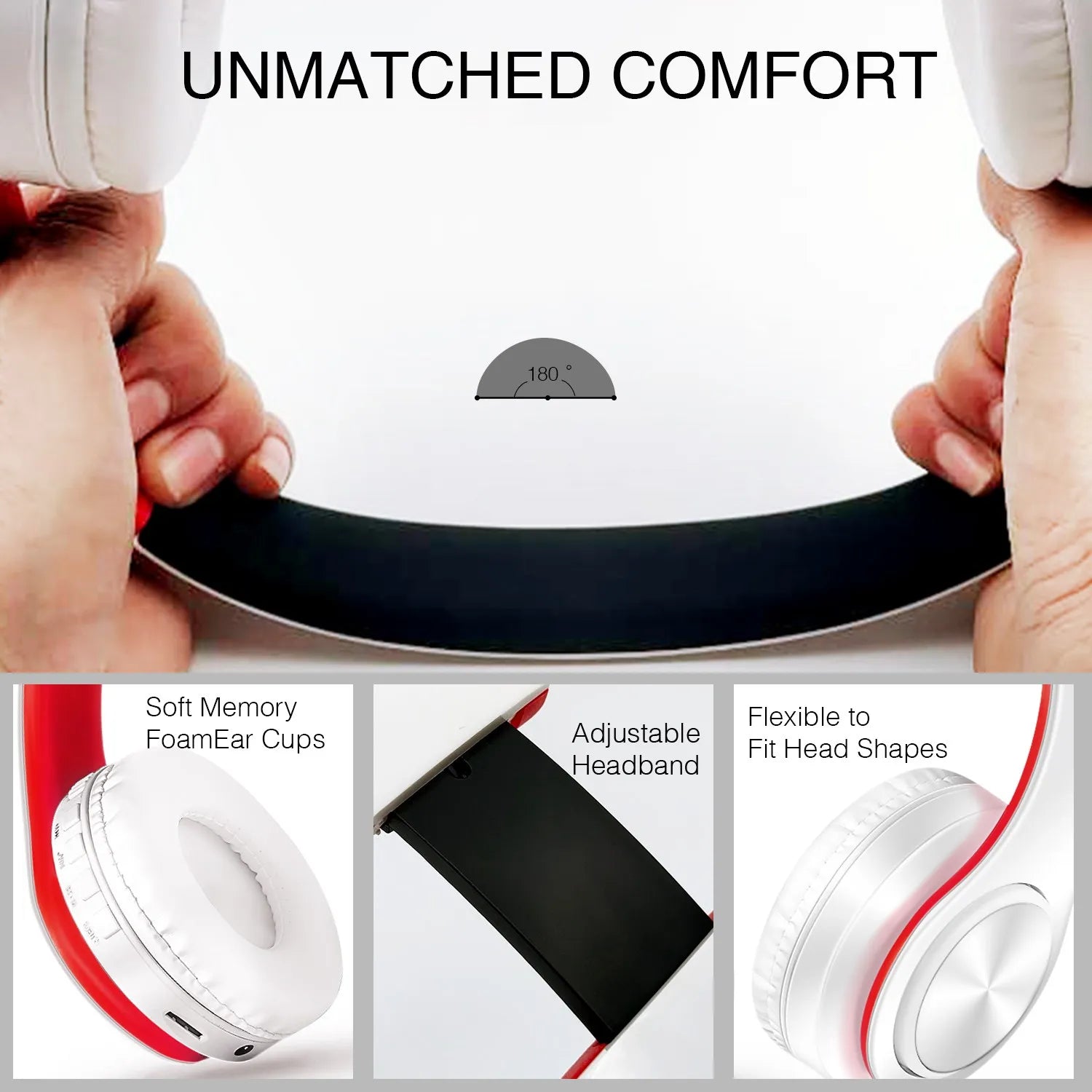 Wireless Bluetooth Headphones Stereo Foldable Sport Earphone with Microphone Handfree for MP3 Player