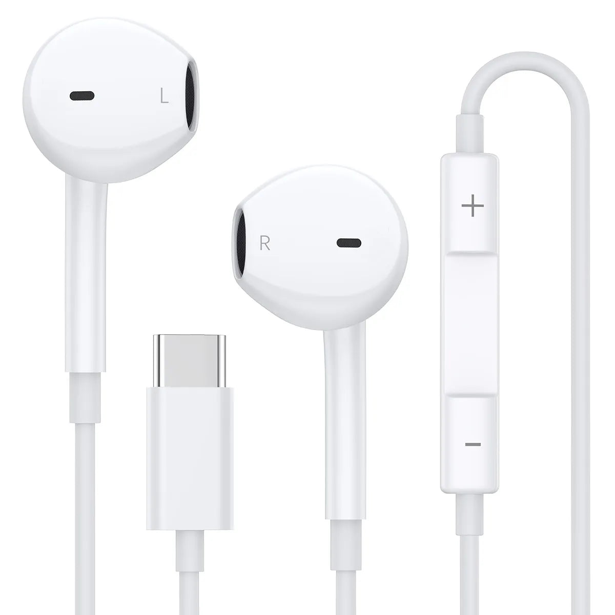 USB C Headphones for iPhone 17 16 15, Wired Type C Earphones Built-in Microphone & Volume Control, HiFi Stereo Sound Earbuds