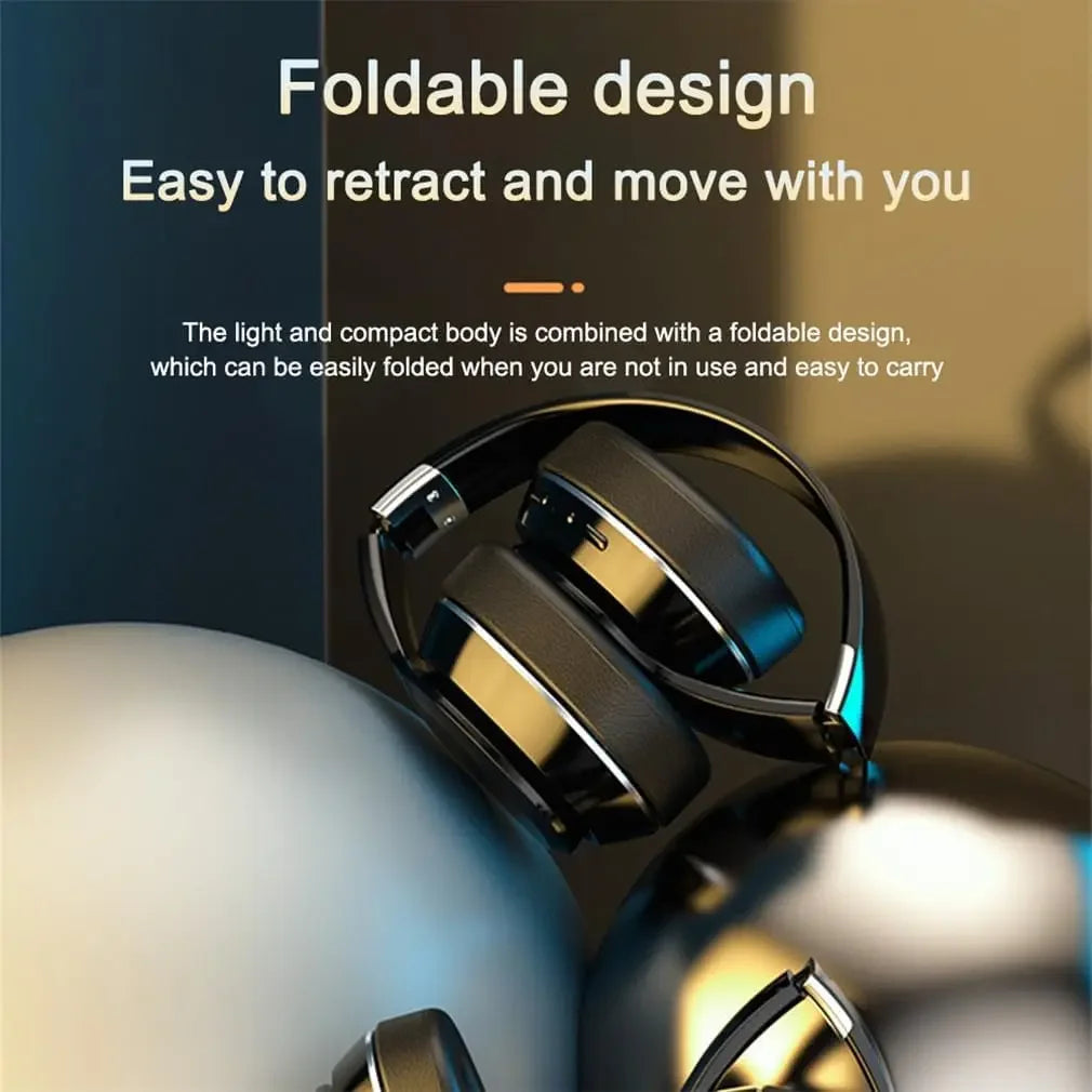 HiFi Foldable Wireless Bluetooth Headphon 5.0 for Pc Support TF Card/FM Radio Stereo Headset with Microphone Deep Bass
