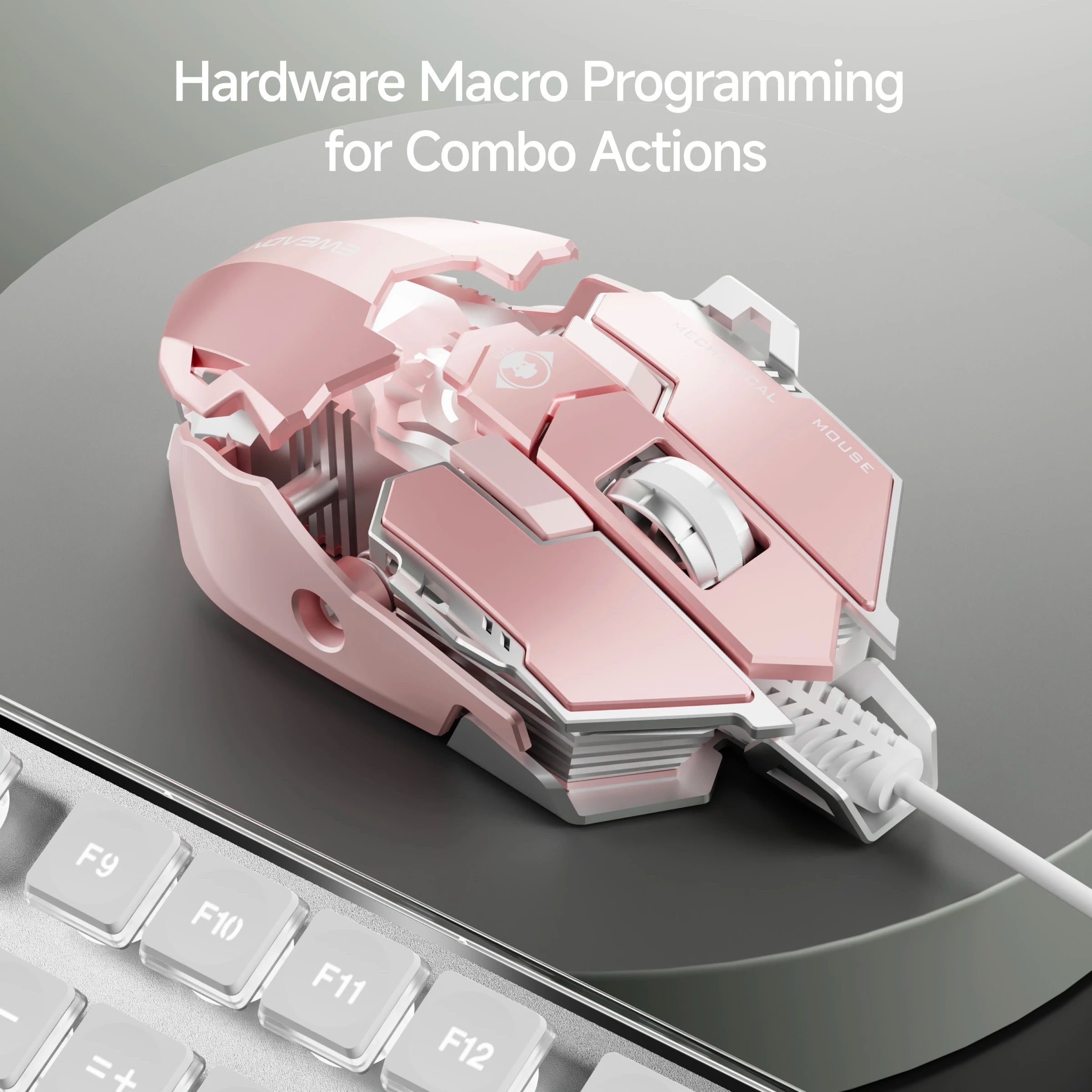 EWEADN Wired Gaming Mouse Silent/Audible, LED Backlight, Tail Length Adjustable,for Gaming & Office, Plug and Play, Laptop/PC