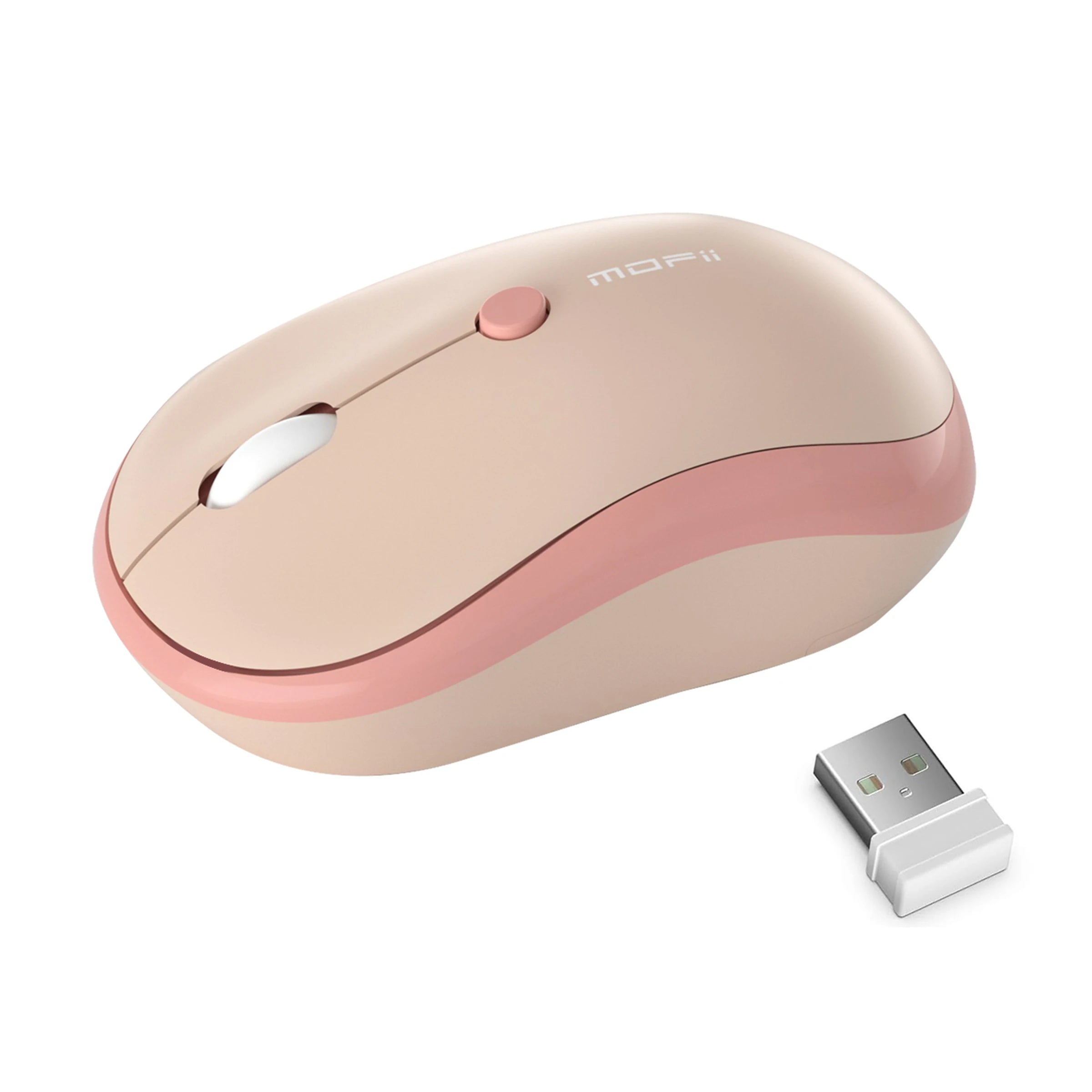 MOFii M5AG Pink Wireless Mouse, Ergonomic Grip, 2.4G Plug & Play, Universal for Office Laptops & Desktops