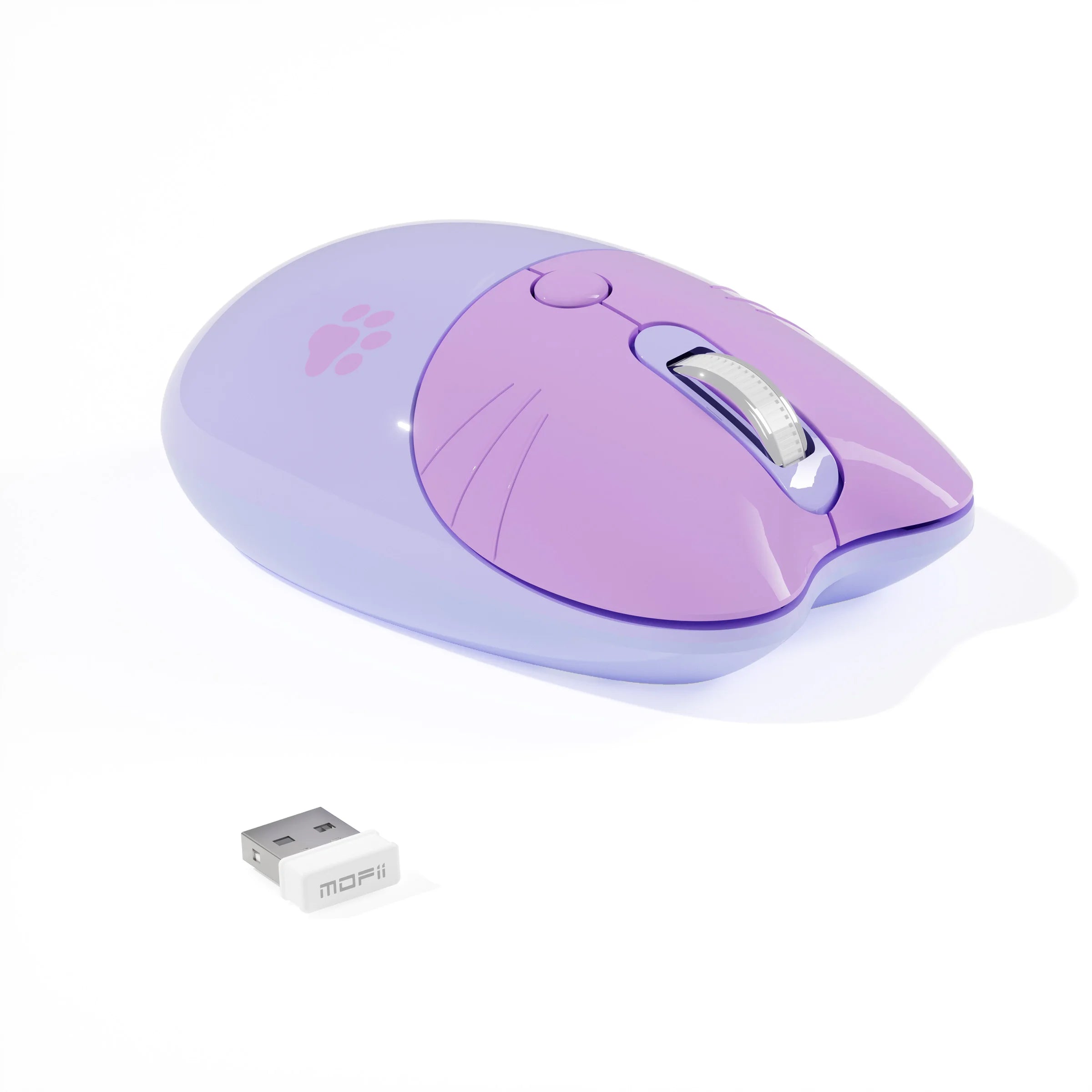 MOFii 1 Piece Dual-Mode Wireless Mouse, Gradient Cat Shape Cute Mouse, Bluetooth & 2.4G Silent Office Mouse,Battery Not Include