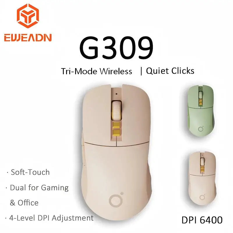 EWEADN G309 Wireless Gaming Mouse 2.4G&Bluetooth Ergonomic Silent Mouse 4000 DPI Lightweight Business Office Mute Gaming Mouse