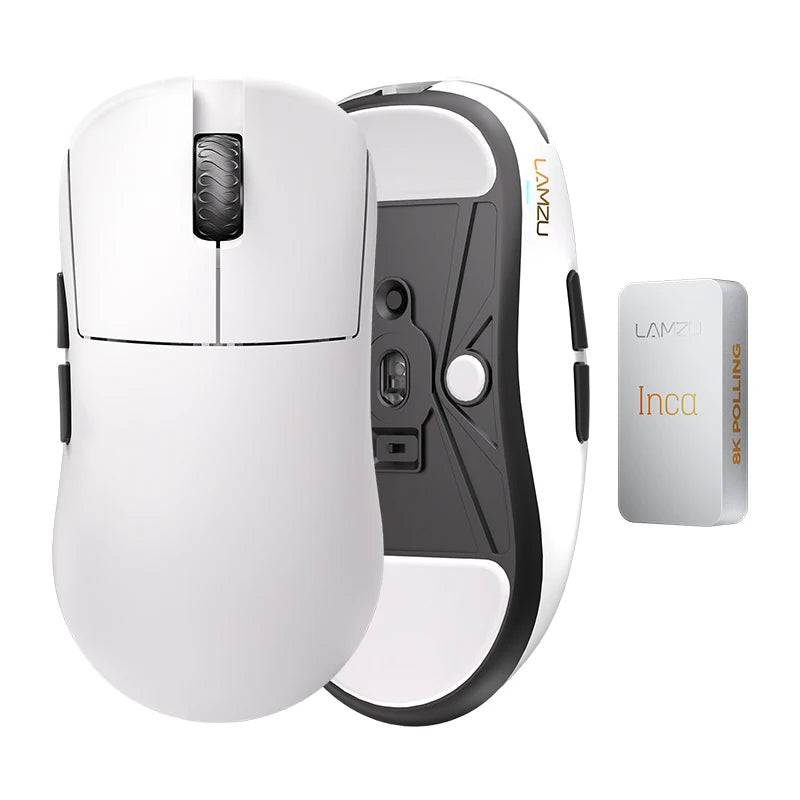 LAMZU Inca Gaming Mouse, for Claw-Grip Gamer, Omron Switches, Dust-Proof Encoder, 8K Dongle is included