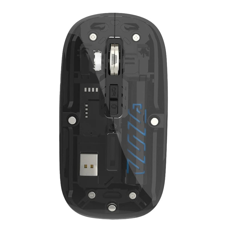 Transparent Dual Mode Wireless Mouse  2.4G Bluetooth Rechargeable Mouse Silence Ergonomic Mouse For iPad Laptop Tablet Phone PC