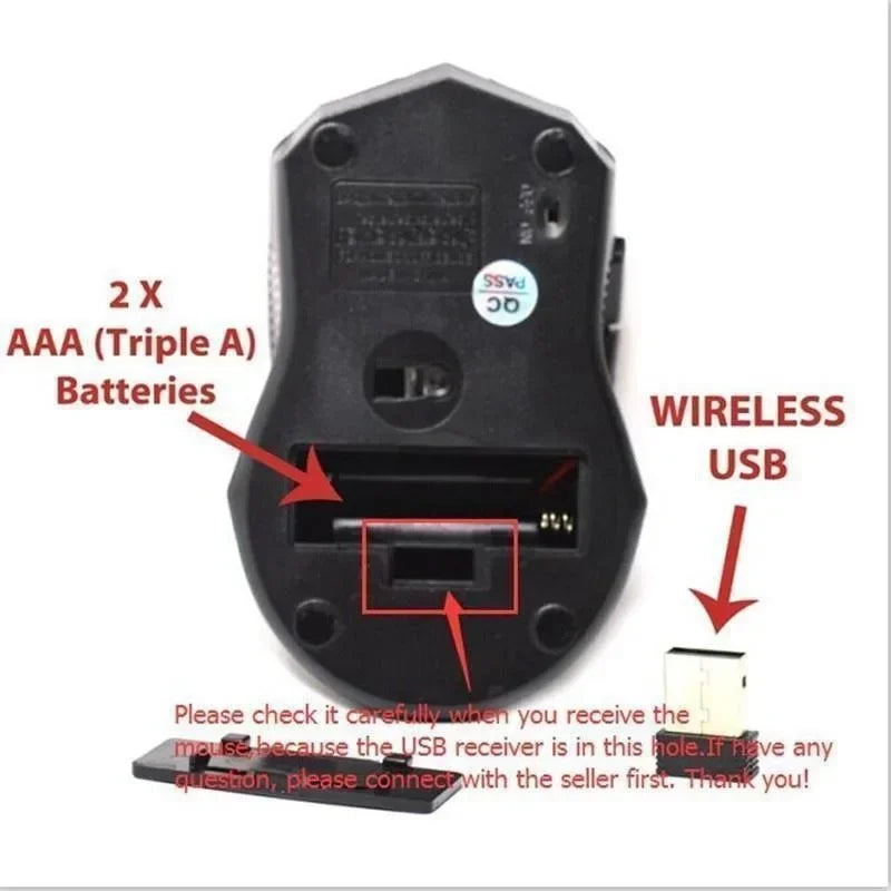 2.4Ghz 1200DPI Wireless Mouse Adjustable Optical Gaming Mouse Wireless Home Office Game Mice for PC Computer Laptop