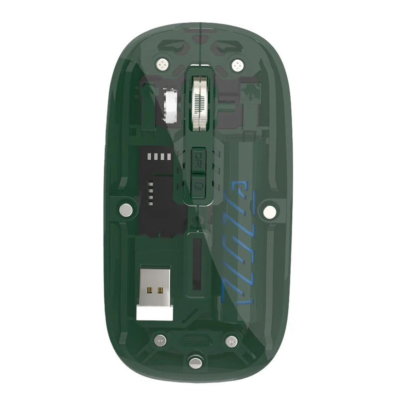 Transparent Dual Mode Wireless Mouse  2.4G Bluetooth Rechargeable Mouse Silence Ergonomic Mouse For iPad Laptop Tablet Phone PC