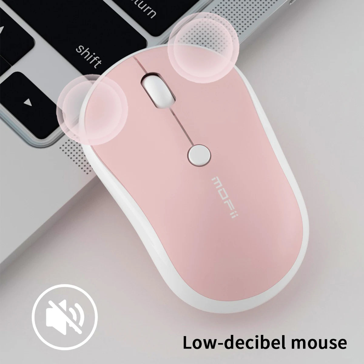 MOFii M5AG Pink Wireless Mouse, Ergonomic Grip, 2.4G Plug & Play, Universal for Office Laptops & Desktops