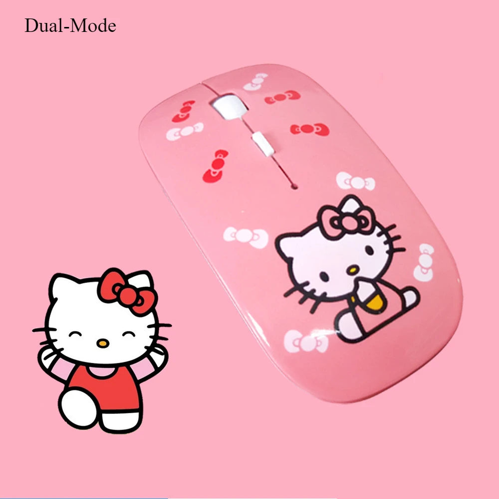 Cartoon Wireless Bluetooth Mouse Hello Kitty Rechargeable Mouse Mini Ultra-thin Portable Mouses Silent Mouse for Laptop Computer