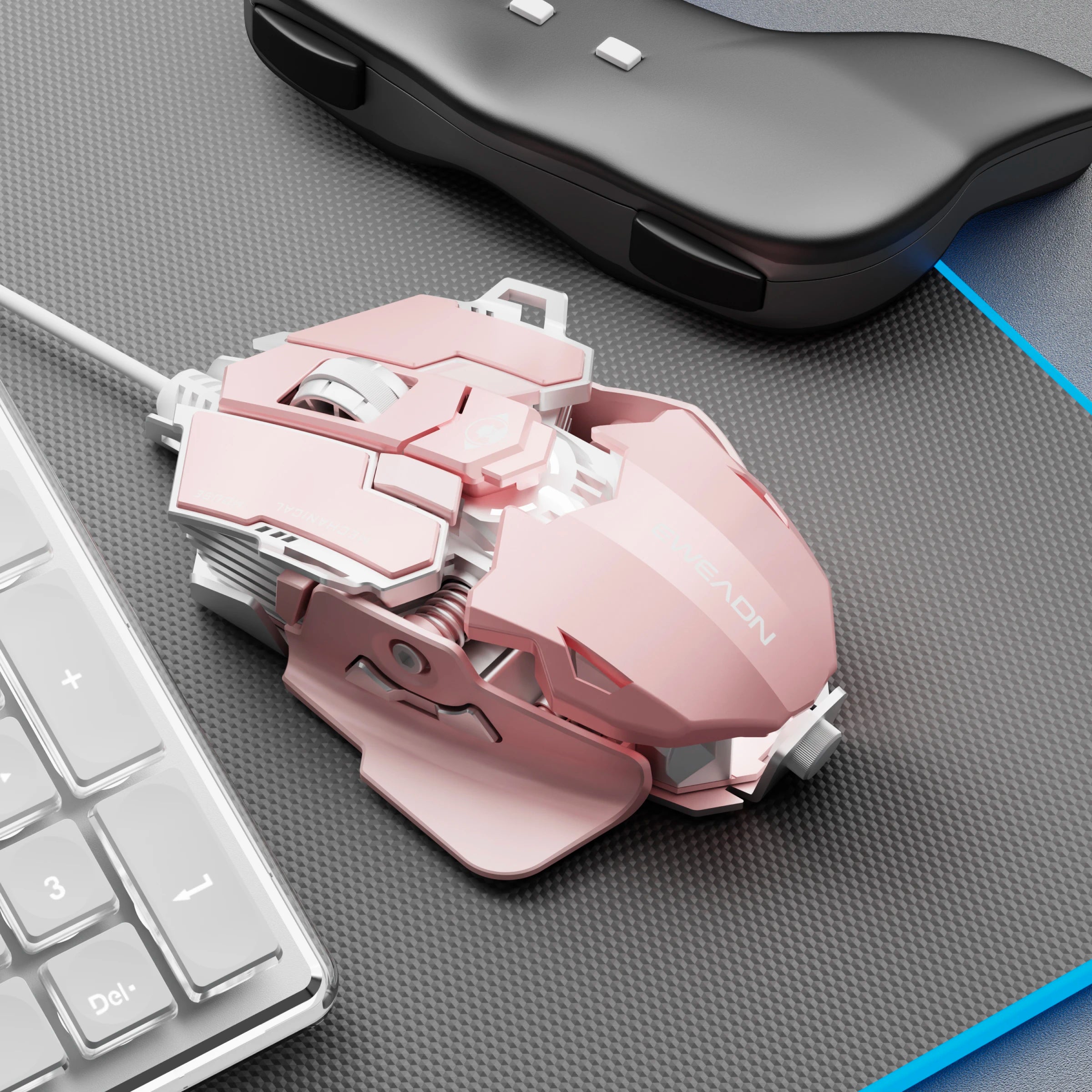 EWEADN Wired Gaming Mouse Silent/Audible, LED Backlight, Tail Length Adjustable,for Gaming & Office, Plug and Play, Laptop/PC