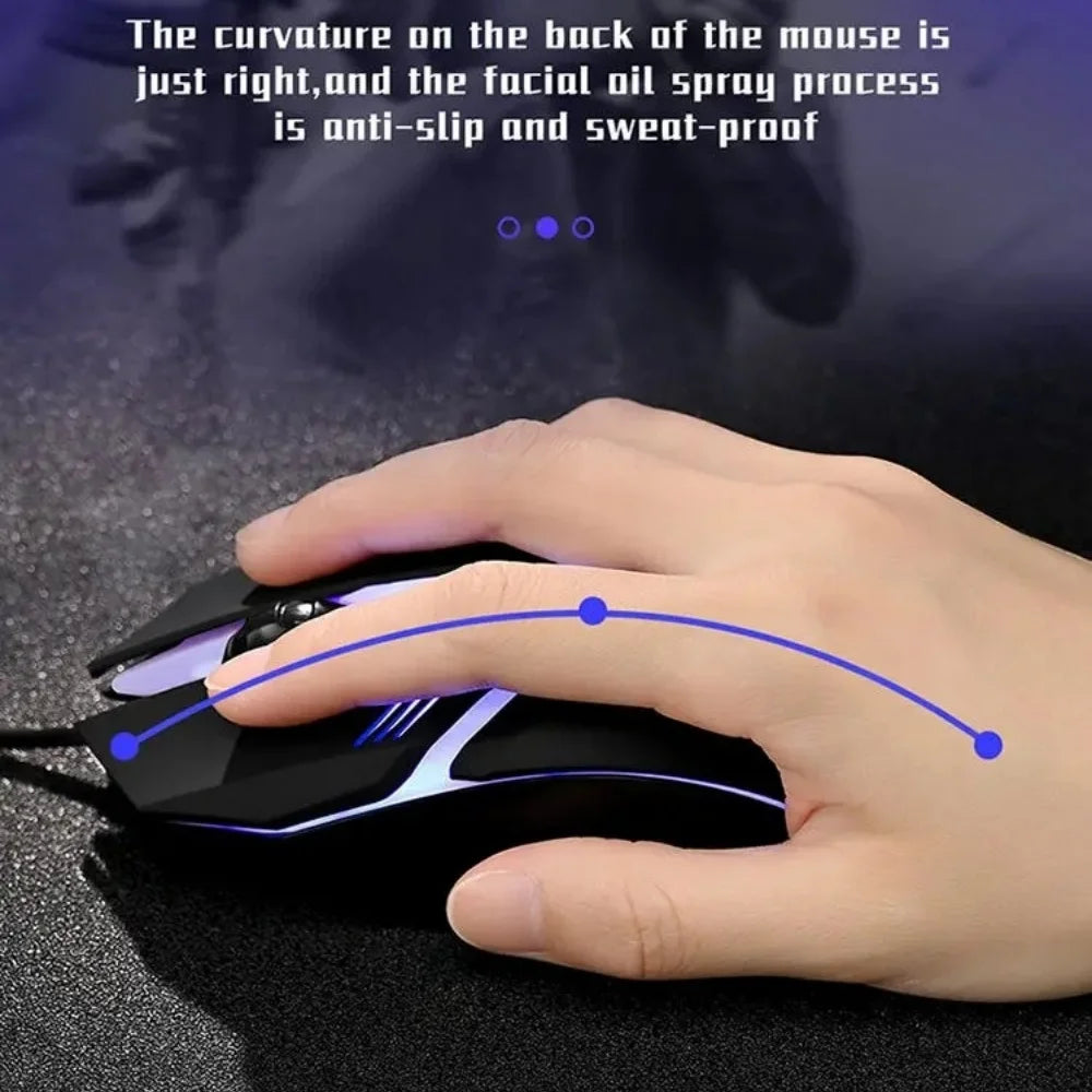 USB Wired Gaming Mouse LED Luminous Ergonomic Mouse 4-button USB Wired Gaming Mouse for Desktop and Laptop Office Computer Mouse