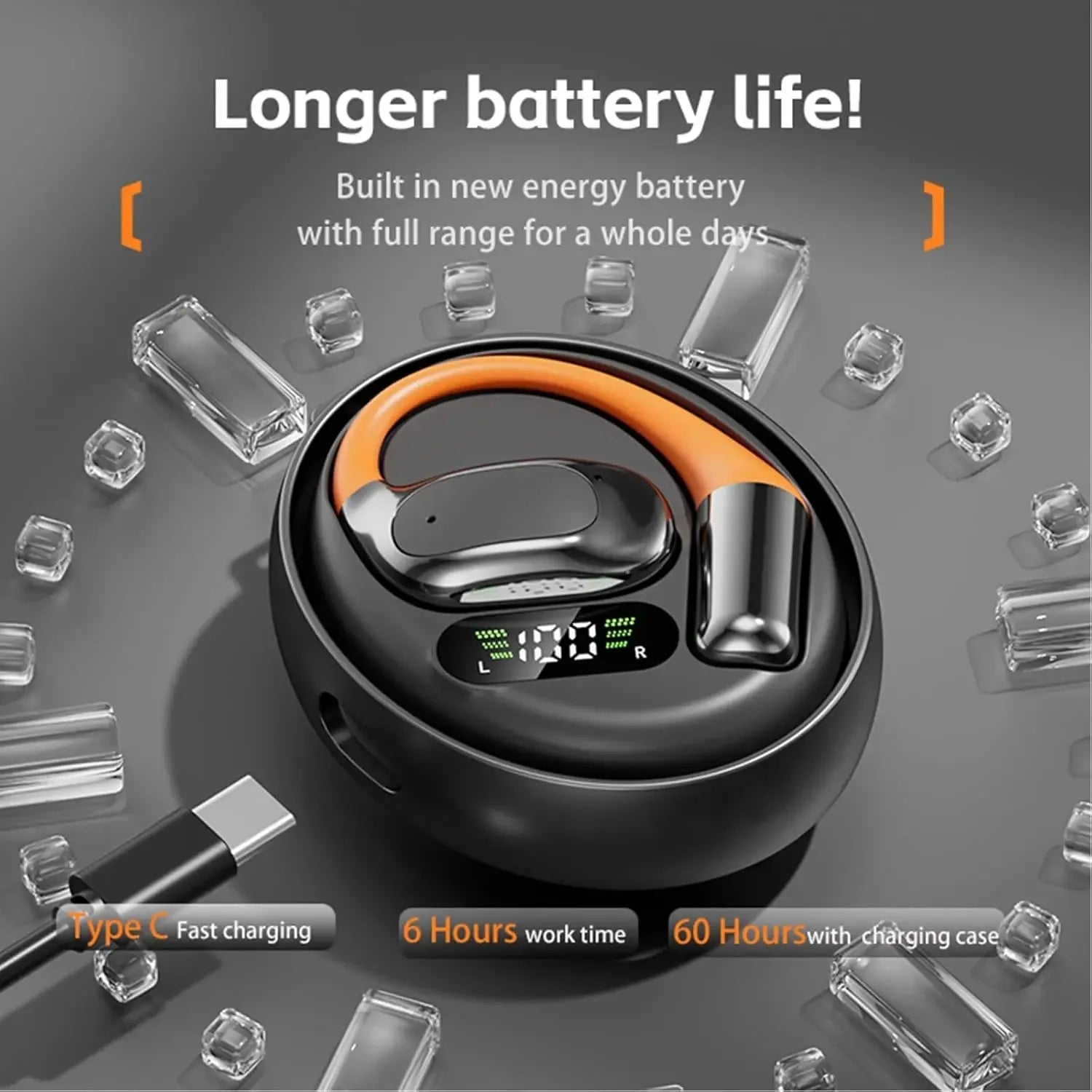 EARDECO TWS Clip-on Wireless Headphones Bluetooth Earphones Stereo Sound Wireless Bluetooth Headsets with Microphone Hifi Sound
