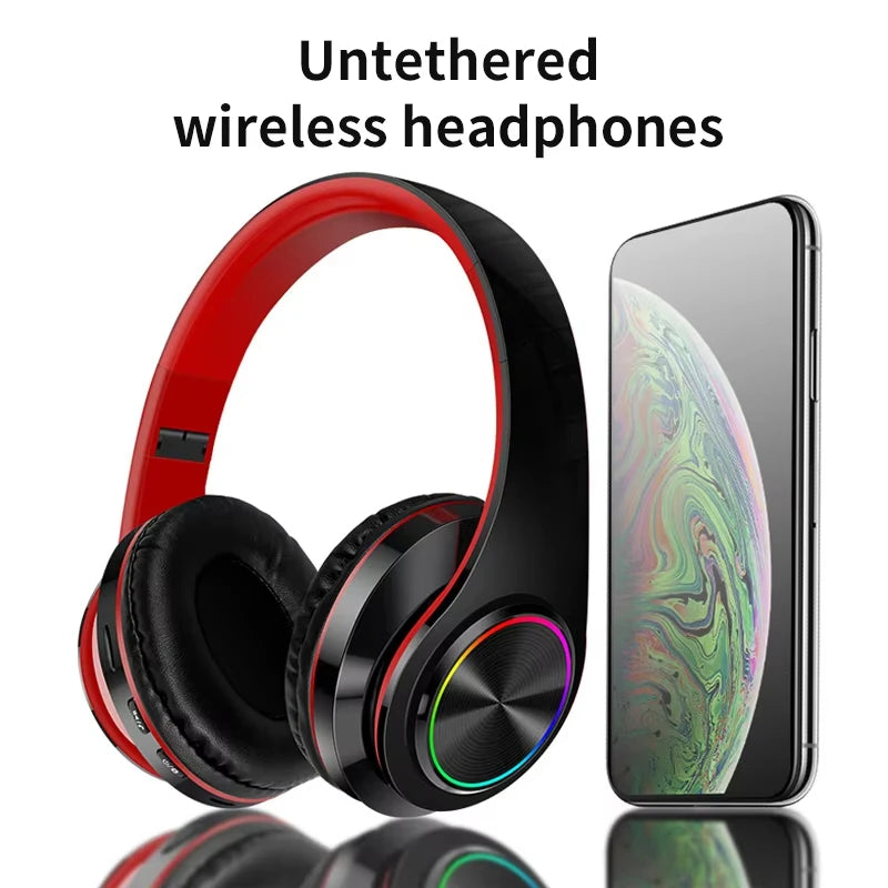 Bluetooth Headset Foldable Headphones HiFi Stereo Earphone With Mic Support SD Card FM For Xiaomi Iphone Sumsamg Phone Gift