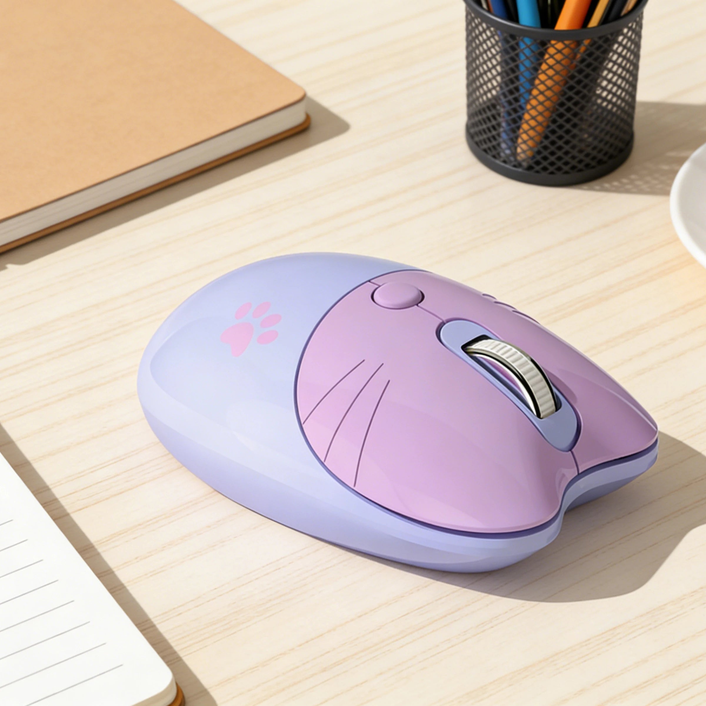 MOFii 1 Piece Dual-Mode Wireless Mouse, Gradient Cat Shape Cute Mouse, Bluetooth & 2.4G Silent Office Mouse,Battery Not Include