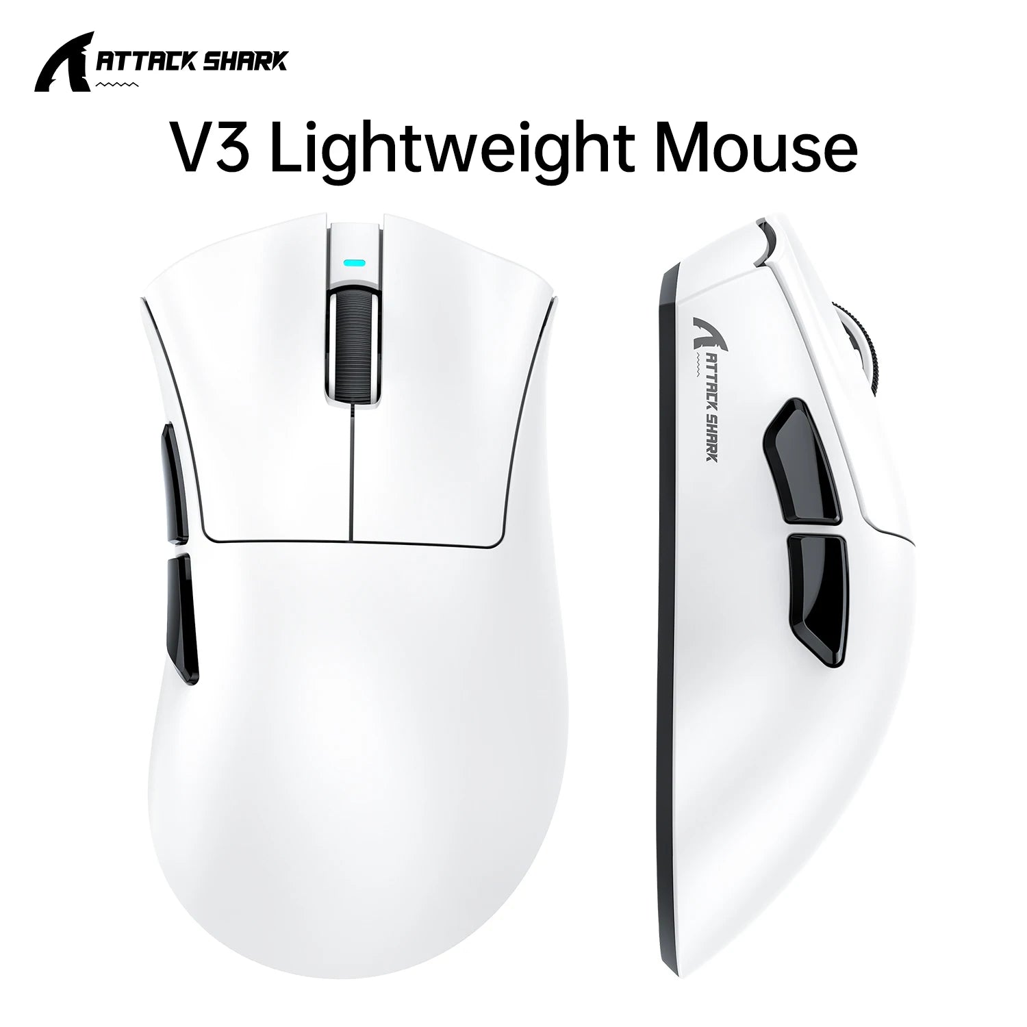 Ultra-Light ATTACK SHARK V3 Gaming Mouse Tri-Mode BT 2.4G Wired 25000DPI 1000Hz Polling Rate Omron Microswitches