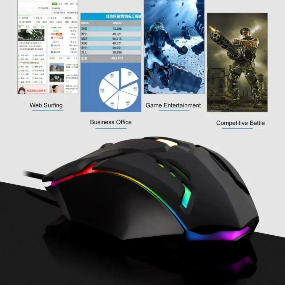 USB Wired Gaming Mouse LED Luminous Ergonomic Mouse 4-button USB Wired Gaming Mouse for Desktop and Laptop Office Computer Mouse